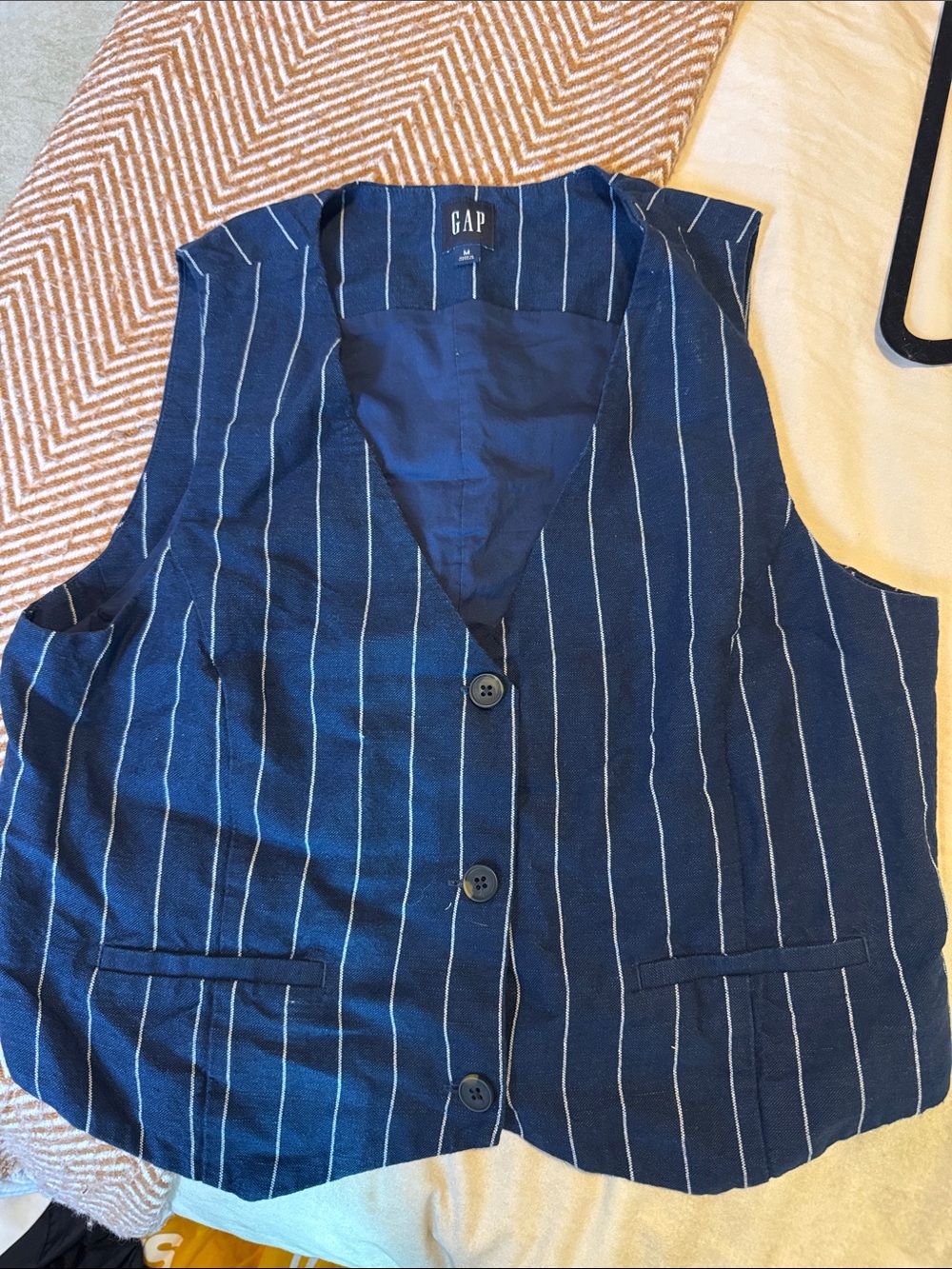 GAP Navy Pinstripe Button-Front Vest
